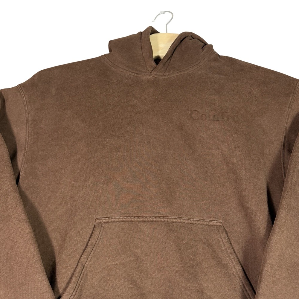 Comfrt Brown Heavyweight Pullover Hoodie Mens Oversized Minimal Streetwear Casua